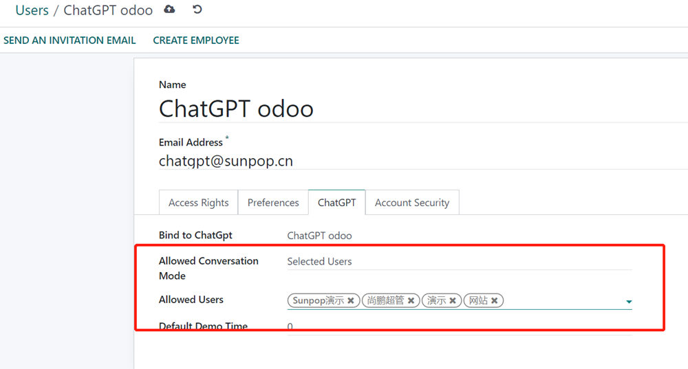 You can set the blacklist to this chatgpt robot to limit request. Also you can setup Demo time for every normal user..