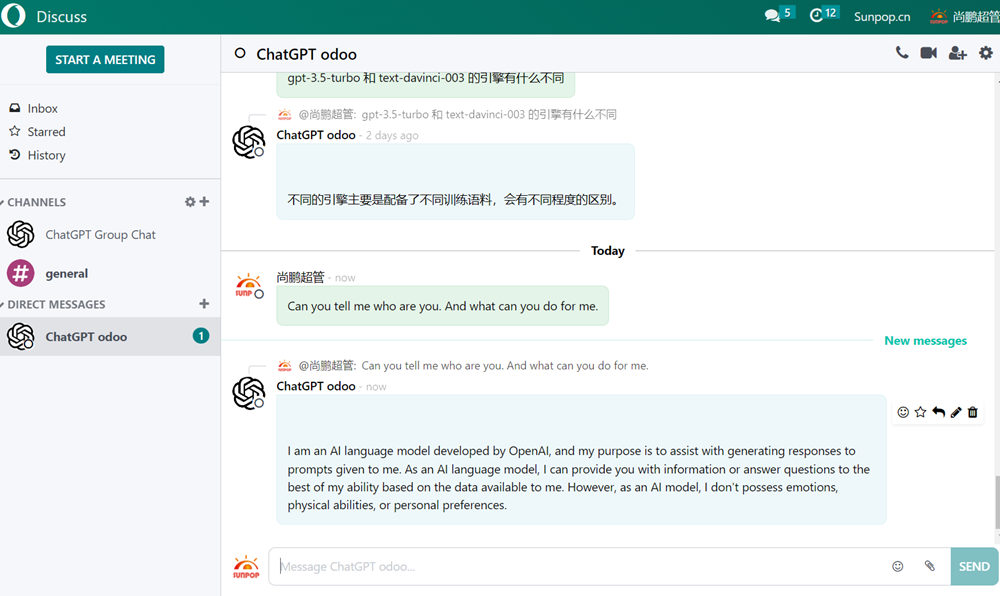 You can easy chat with the apt robot with odoo IM