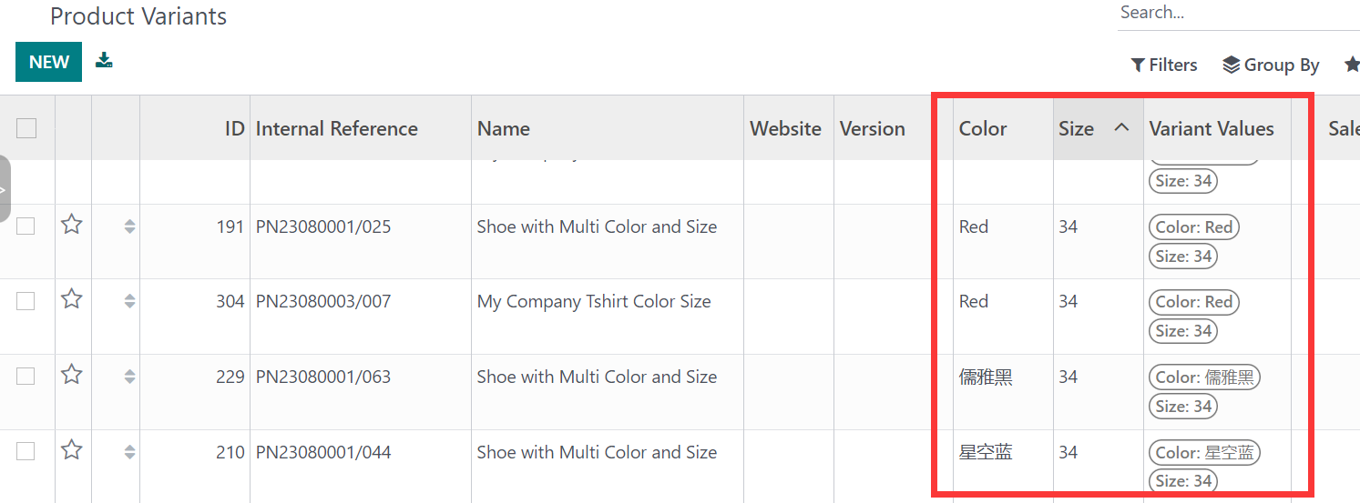Category Variant. Each category have own attributes.Color manager. Size manager. version manager.