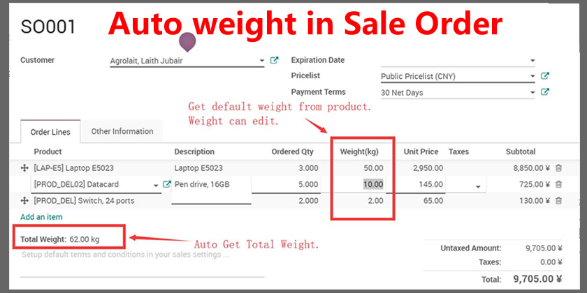 App Product Weight Auto Set