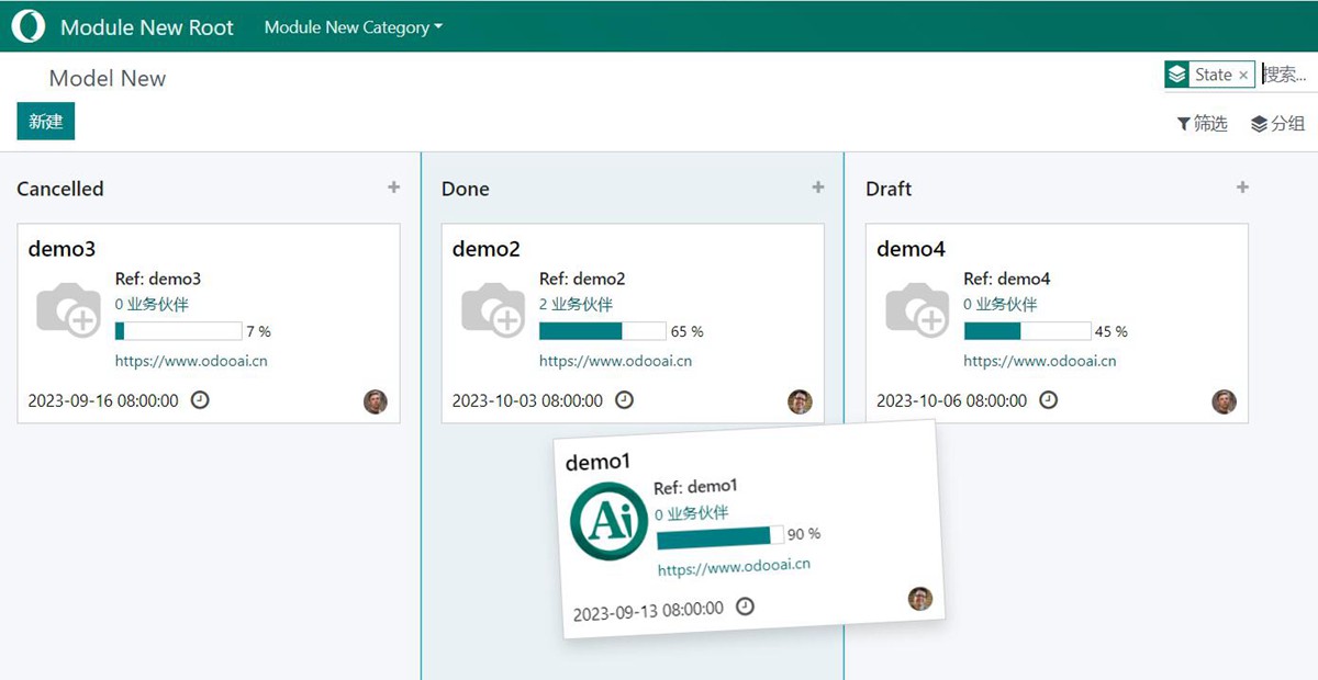Odoo Module Template. App sample with widget.