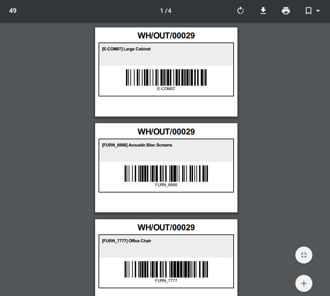 Product Label for Stock Transfer