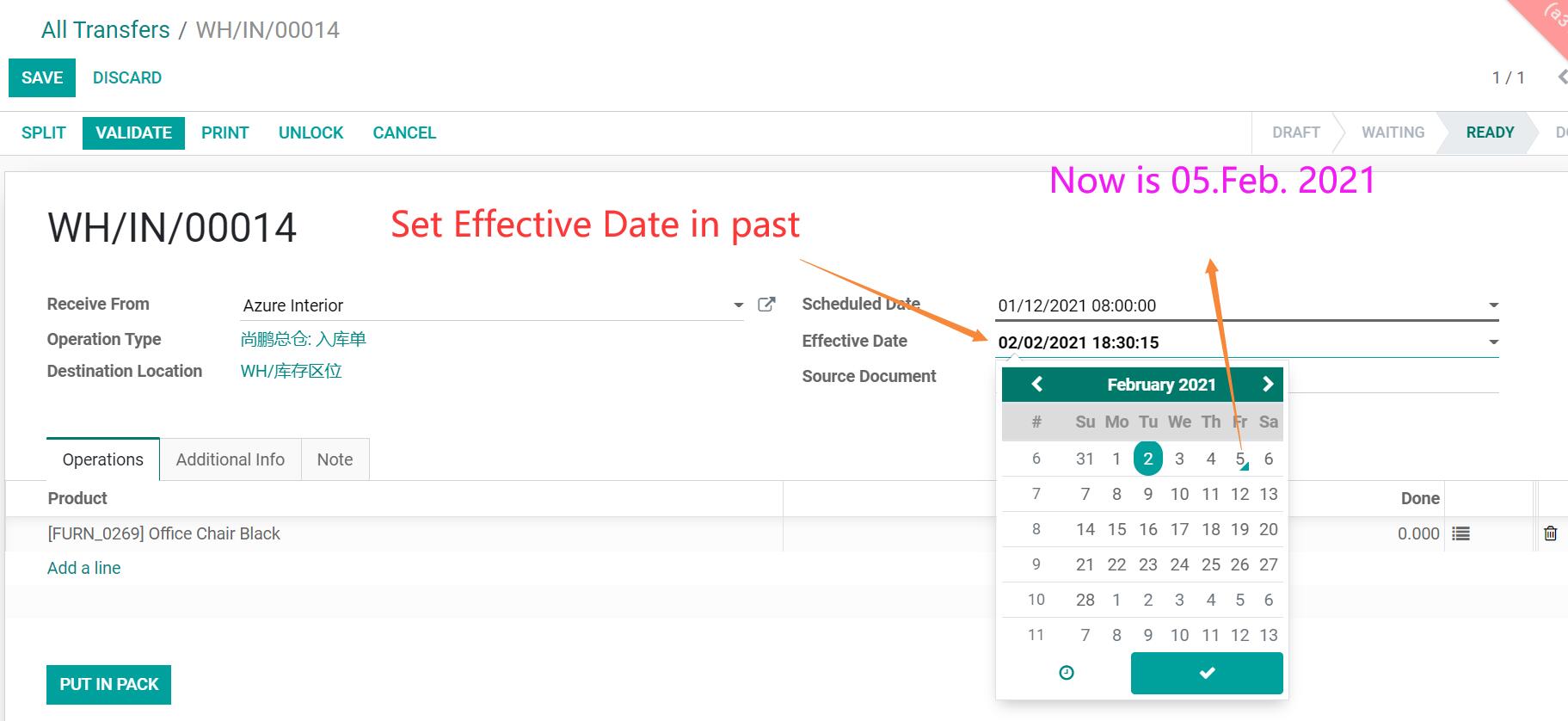 Customize Effective Date for Stock transfer picking, Post done stock operation