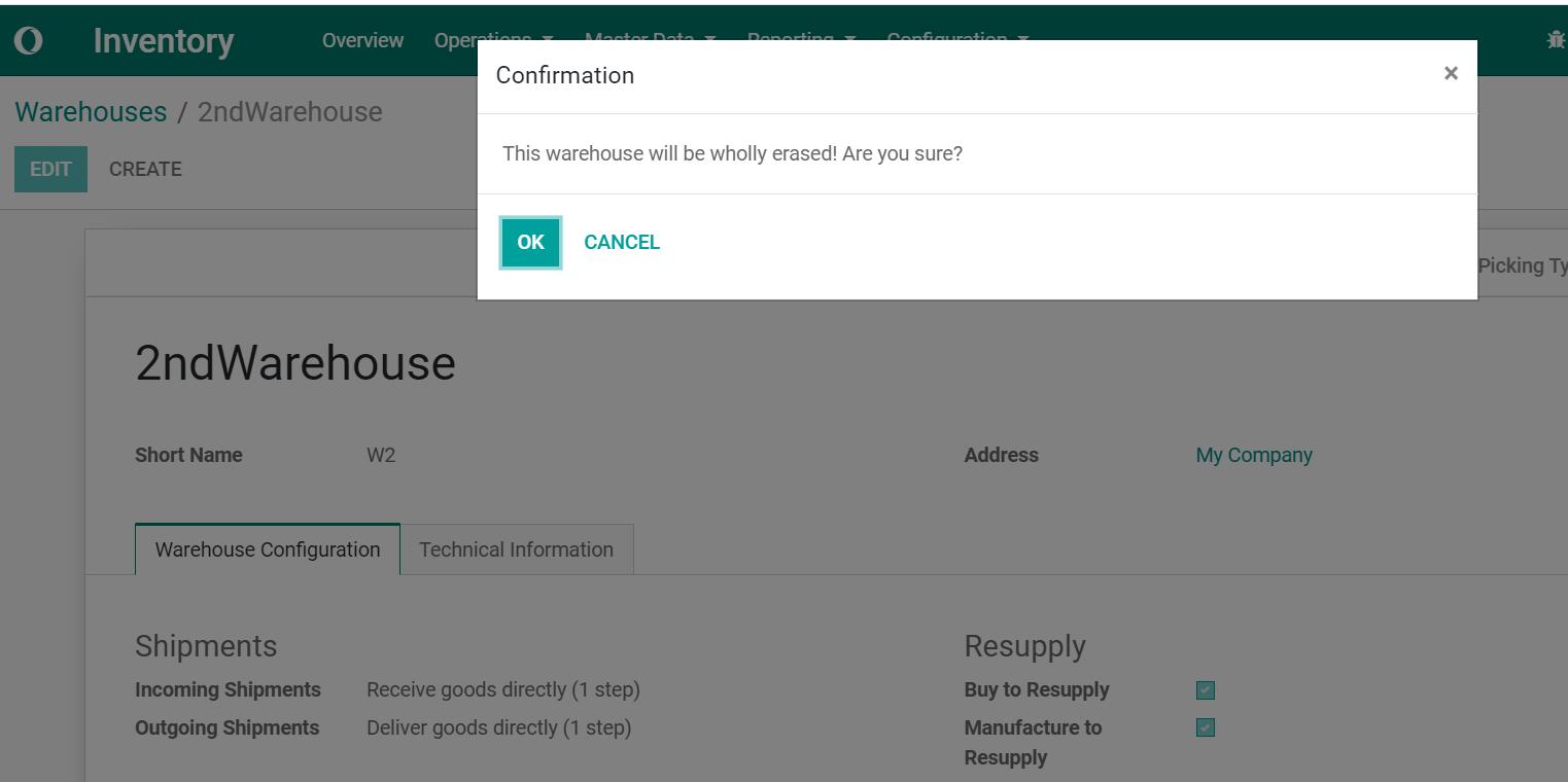 Stock Warehouse Delete, warehouse force remove