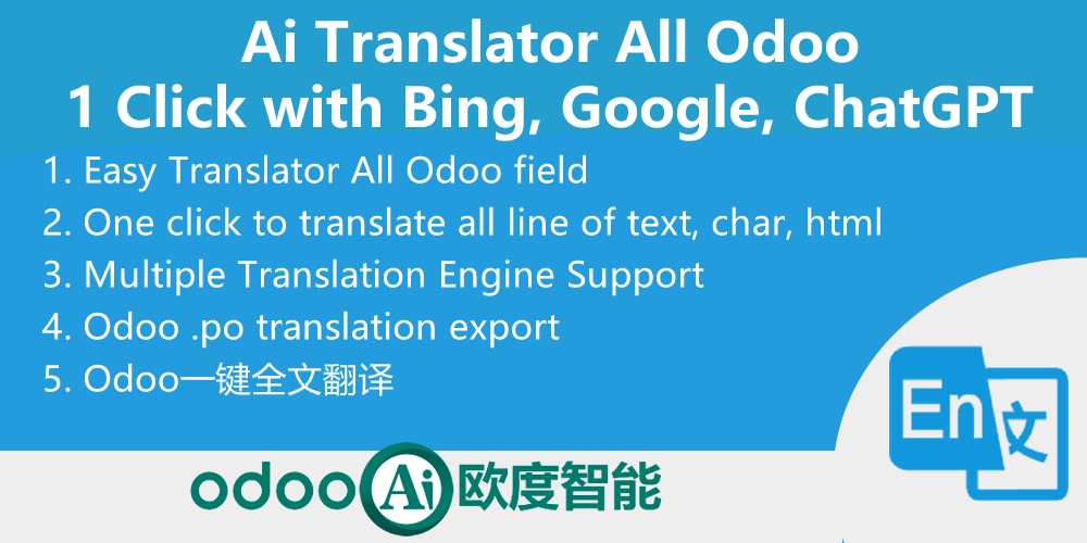 One Click Translator All Odoo, Ai translate with Bing Google ChatGPT
